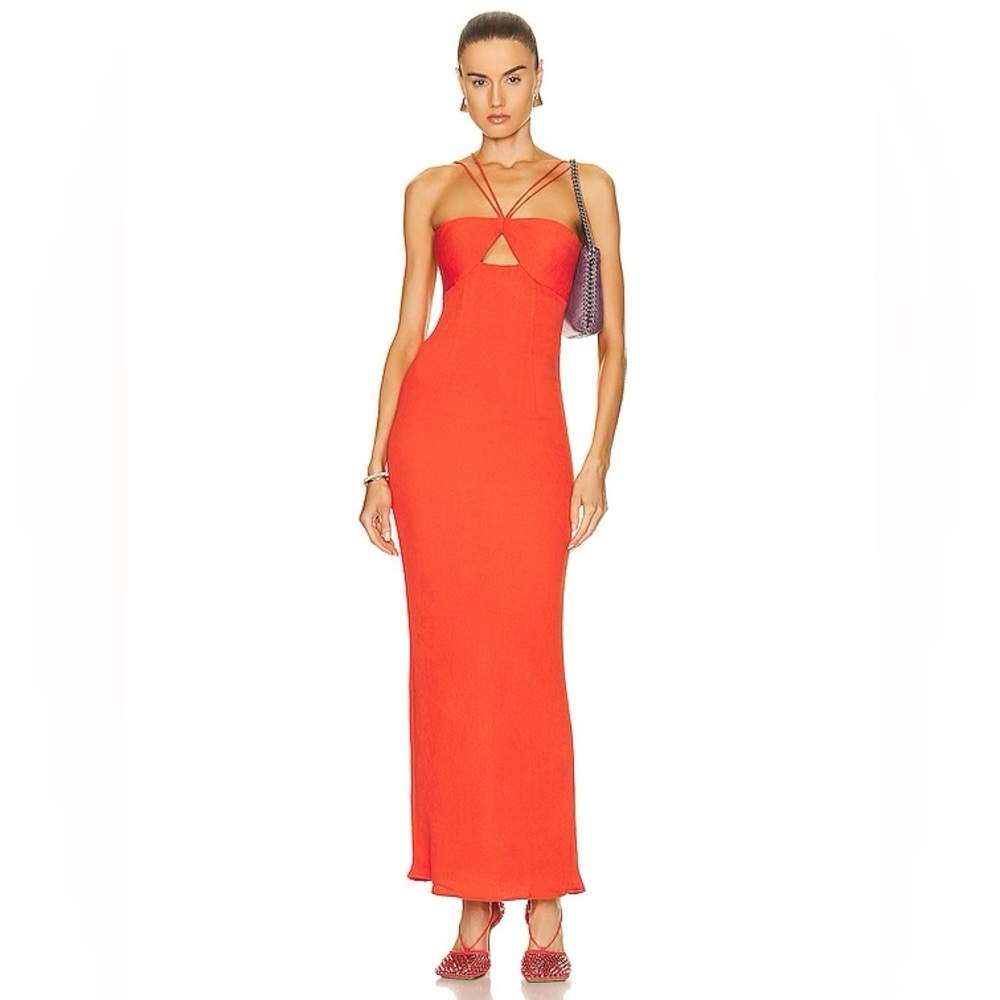 Staud Gianna Halter Maxi Dress in Papaya